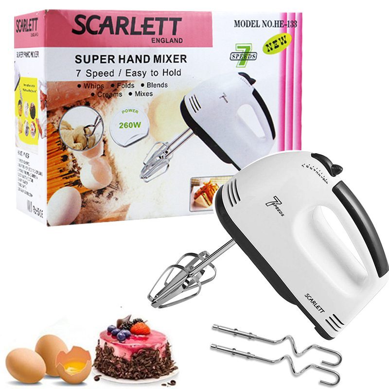 Hand Beater 7 Speeds 100W with Beater and Mixer Sticks