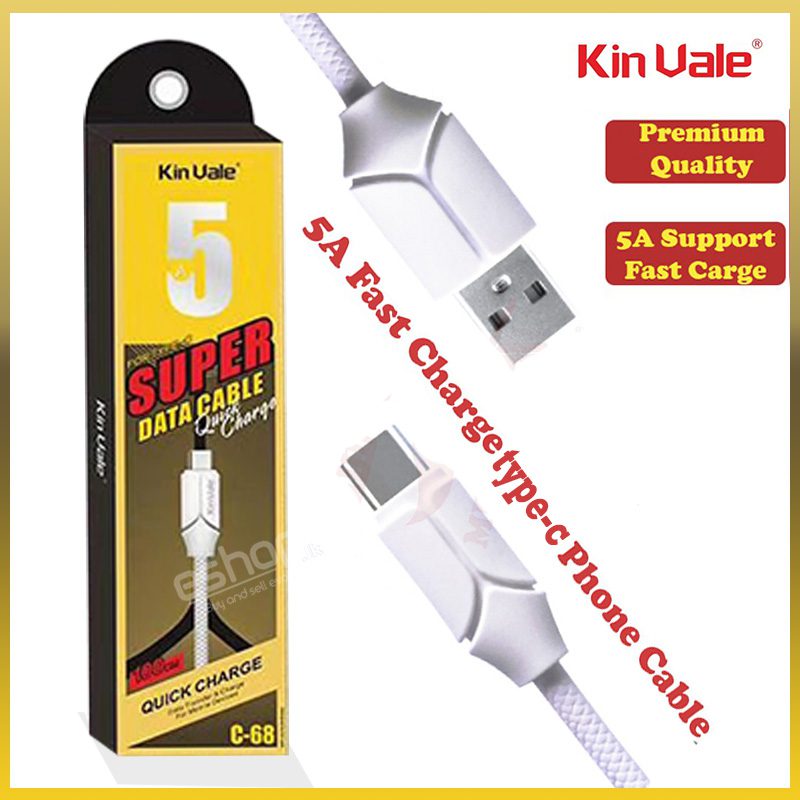 Kin Vale 5A Super Fast Charging Line Type C USB IPhone Data Cable (1M) 1 Kin Vale 5A Super Fast Charging Line Type C USB IPhone Data Cable (1M)