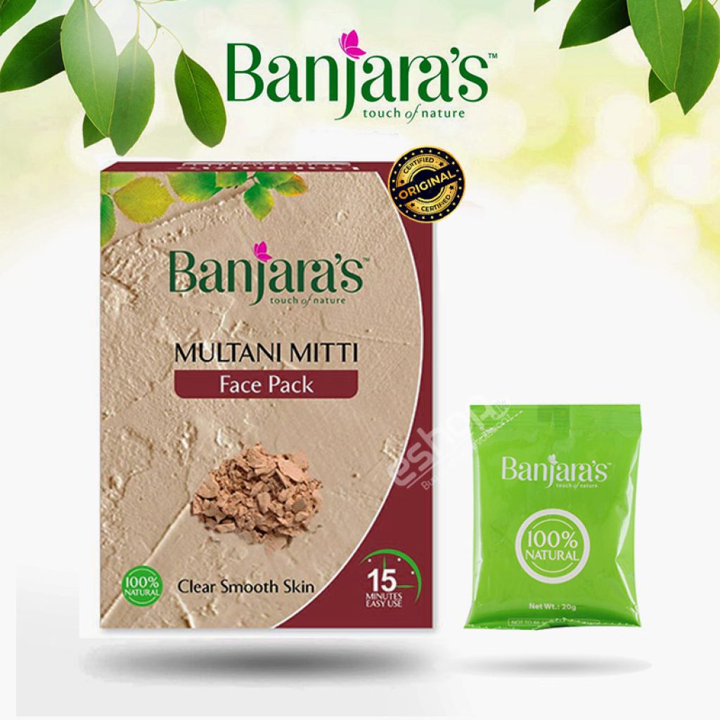 Banjaras Multani Mitti Face Pack with Free Rose Water 2021