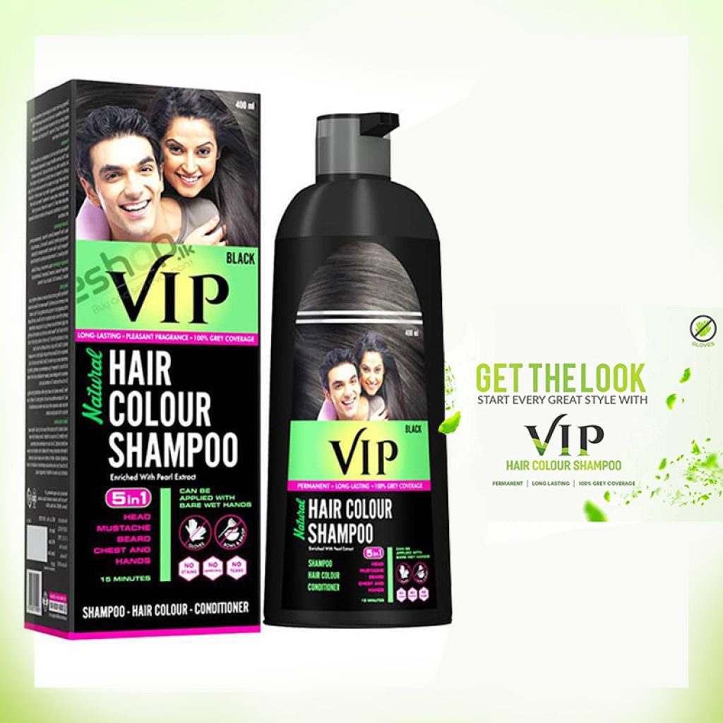 VIP Hair Color 5 in 1 Shampoo - 180ml (Indian ) Natural Best Quality