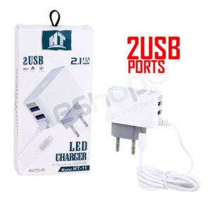 New Arrival Power Adapter Charger with 120cm Built-In V8 Charging Wire USB*2 VDE Plug