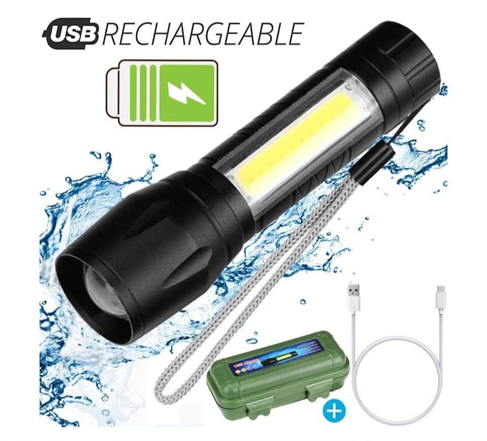Mini COB LED USB Rechargeable Flashlight Portable Charging Waterproof Torch